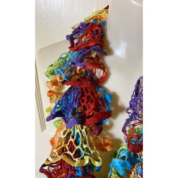 Crochet Scarf Colorful Summer Cotton Bright 5x70 Calypso Floral Flowers - Picture 3 of 10